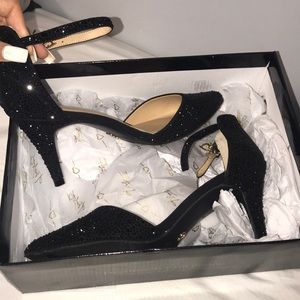 Black sparkle heels